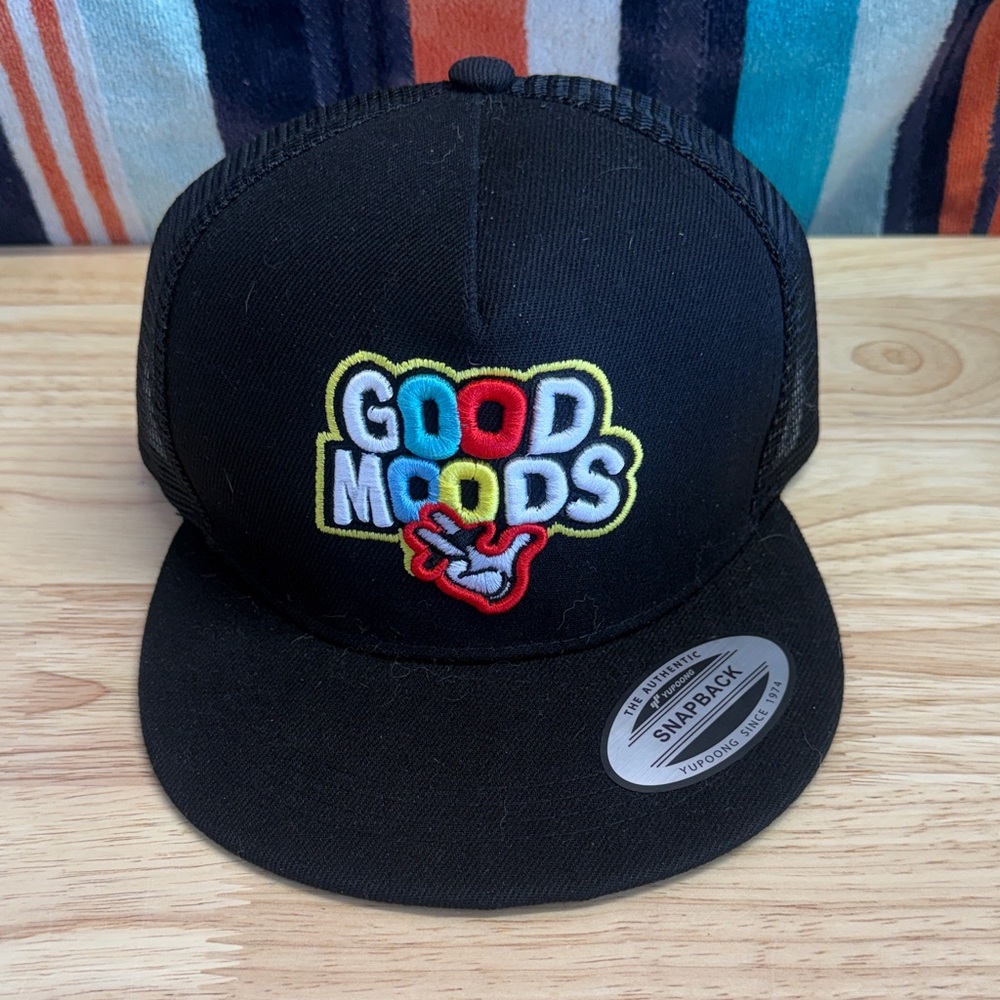 Black Snapback Cap with Colorful Embroidery